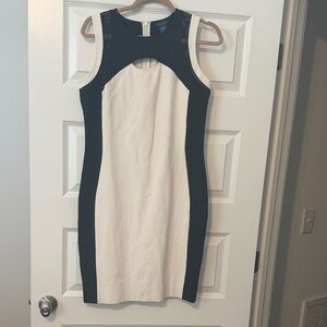 Doncaster Black and White Midi Sheath Dress